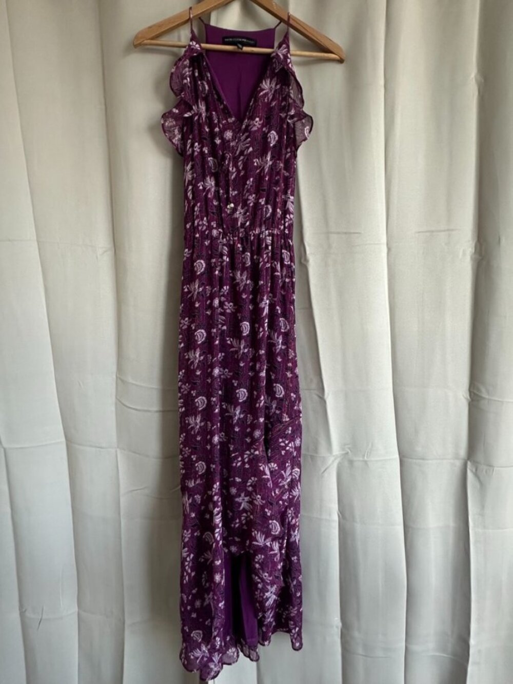 White House Black Market Purple Floral Maxi Dress Size 00